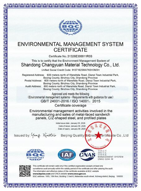 Chiny Shandong Changyuan Material Technology Co., Ltd. Certyfikaty